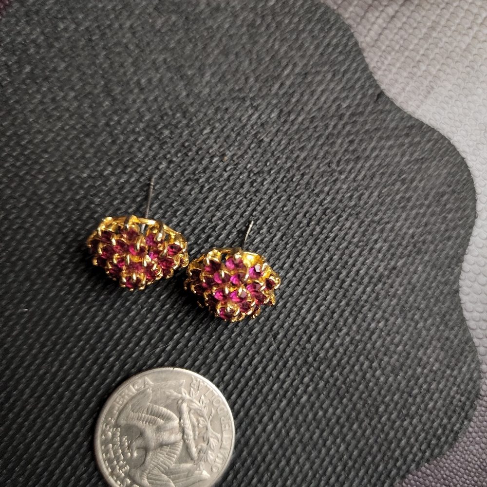 Ruby Cluster Earrings - image 2
